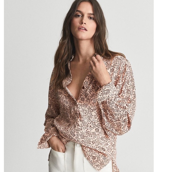 Reiss Ema Paisley Printed Button Down Trip Shirt in Pink - Picture 11 of 12